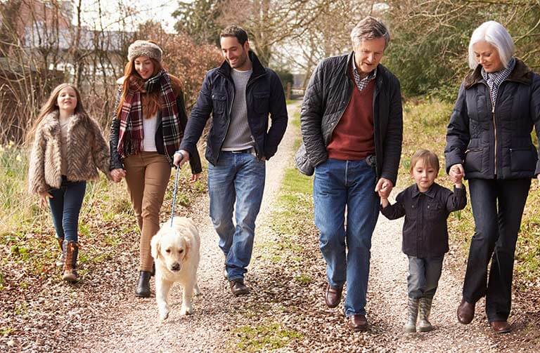Family enjoying a walk together.